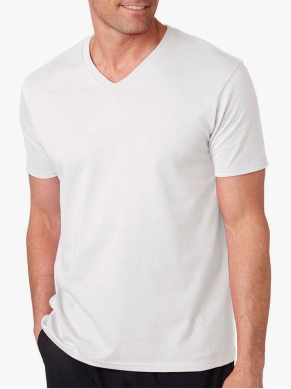 Men’s Gildan White V-Neck T-Shirt Pack, 2X-Large, Never Opened (5 or 6 in pack)